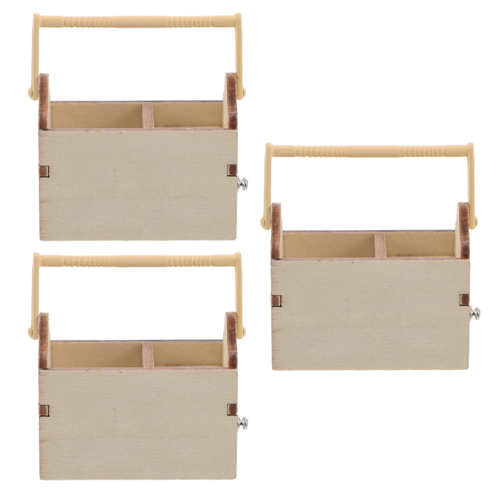 Workshop Tools Toy - 3Pcs Wooden Mini Toolbox 1:12 Scale
